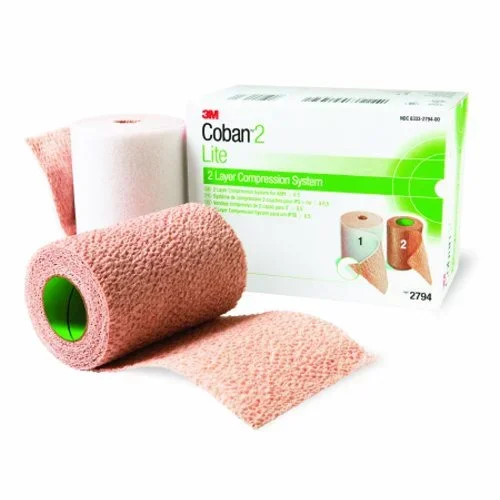 3M, Coban2 Lite 2 Layer Compression Bandage System 4 Inch X 2-9/10 Yard And 4 Inch X 5-1/10 Yard Self-Adherent, Case Of 8