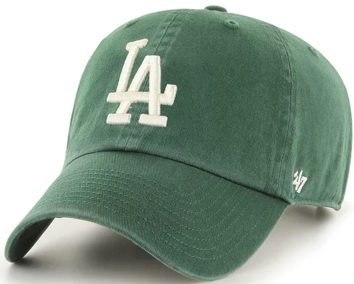 47 Los Angeles Dodgers Mens Womens Clean Up Adjustable Strapback Dark Green Hat with White Logo