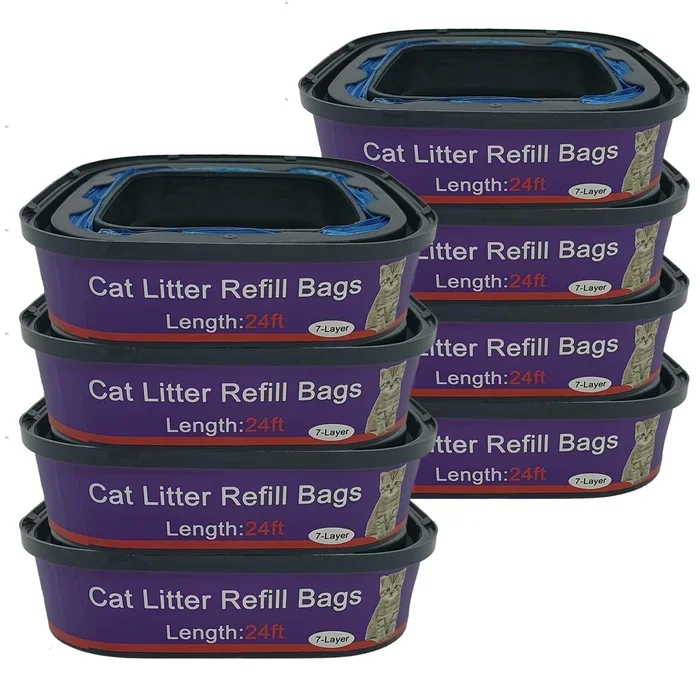 8 Pack Cat Litter Refill Bags Cartridge Compatible with Genie Cat Litter Standard and Plus Pails
