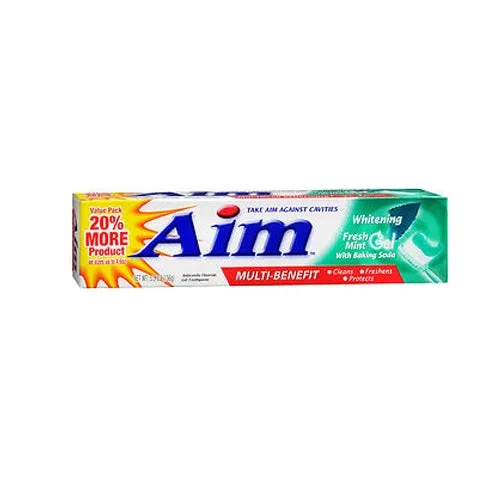 Aim, Whitening Anticavity Fluoride Gel Toothpaste Fresh Mint, 5.5 Oz