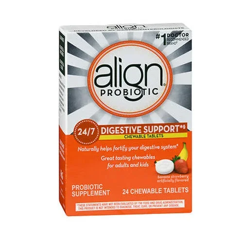 Align, Probiotic Chewable Tablets Banana Strawberry, 24 Each