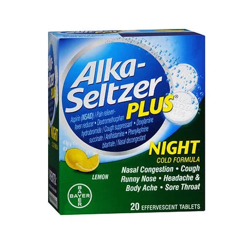 Alka-Seltzer, Night Cold Formula Lemon, 20 Count
