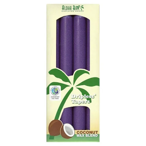 Aloha Bay, Candle 9 Inch Taper, Violet, 4 Pack