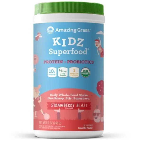 Amazing Grass – Kidz Protein + Probiotics Strawberry Blast (15 servings)