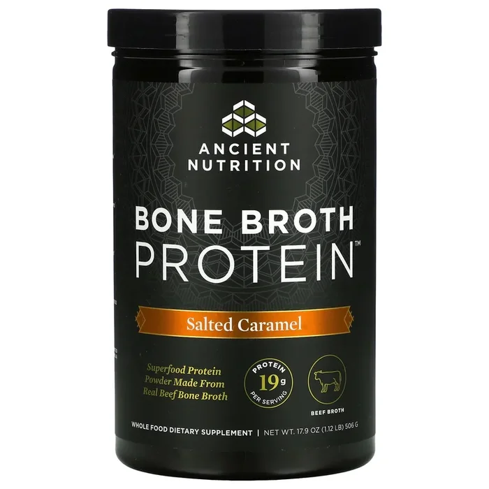 Ancient Nutrition, Bone Broth Protein Beef Salted Caramel, 17.8 Oz