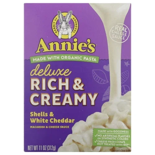 Annie’s Homegrown, Deluxe Rich And Creamy Shells And White Cheddar, 11 Oz(Case Of 12)
