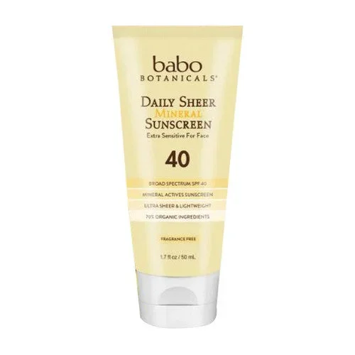 Babo Botanicals, Daily Sheer Sunscreen SPF 40, 1.7 Oz