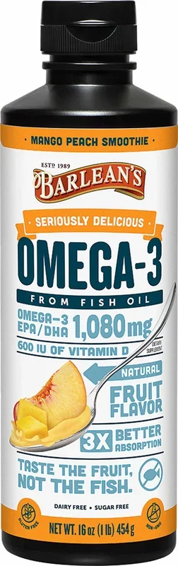 Barlean’s Organic Oils Seriously Delicious™ Omega-3 Fish Oil Mango Peach Smoothie