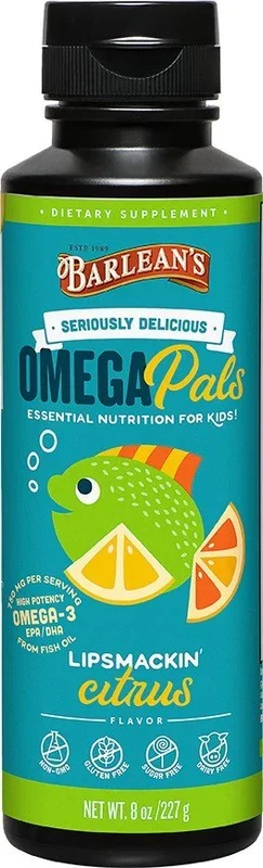 Barlean’s Seriously Delicious Omega Pals Lipsmackin Citrus Fish Oil 8 oz Liquid