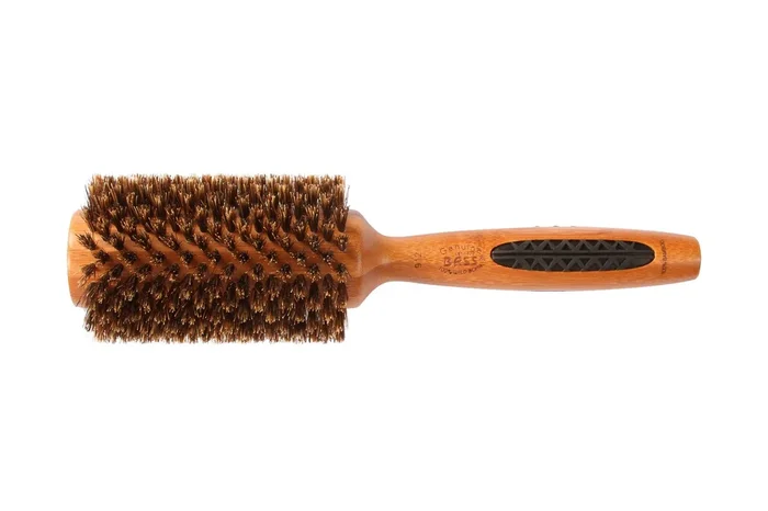 Bass Brushes Brush – Large Round 100% Wild Boar Bristles Long Hair Styles Light Wood 1 Brush