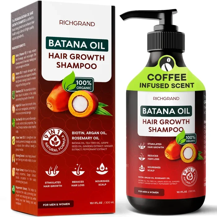 Batana Oil Shampoo for Hair Growth – Routine Shampoo for Thinning Hair for Women & Men – 9-in-1 Natural Hair Loss Shampoo with Biotin, Rosemary Oil – Thickening Hair Treatment & Regrowth