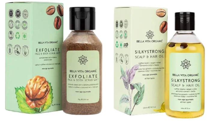 Bella Vita Organic Face & Body Scrub Hair Oil Combo