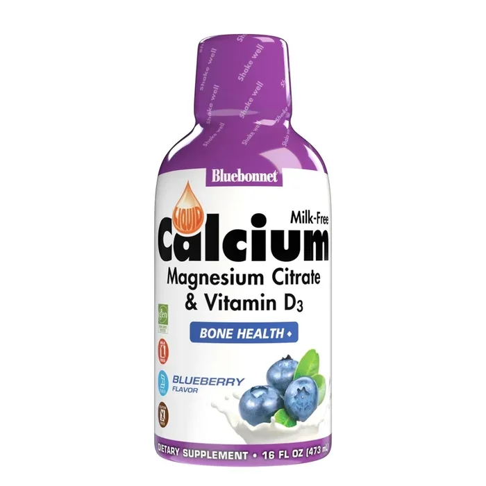Bluebonnet Liquid Calcium Magnesium Citrate Plus Vitamin D3 Blueberry 16 oz Liquid