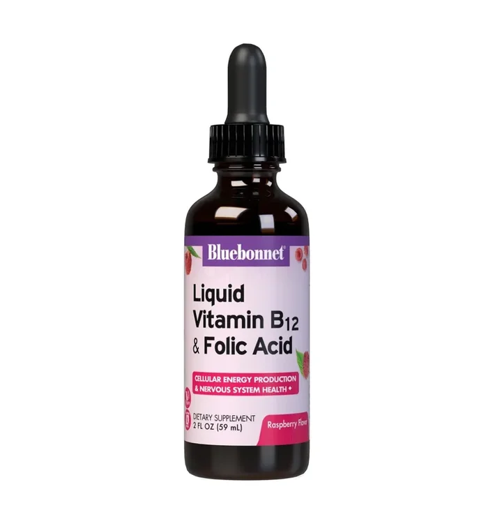 Bluebonnet Vitamin B-12 & Folic Acid Raspberry 2 oz Liquid