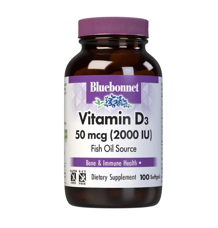 Bluebonnet Vitamin D3 50 mcg (2000IU) 100 Softgel