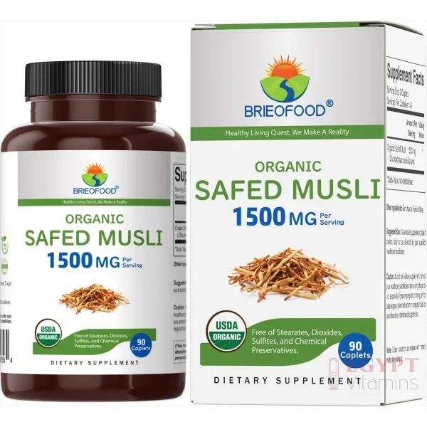 Brieofood Organic Safed Musli 1500mg | 90 Tablets