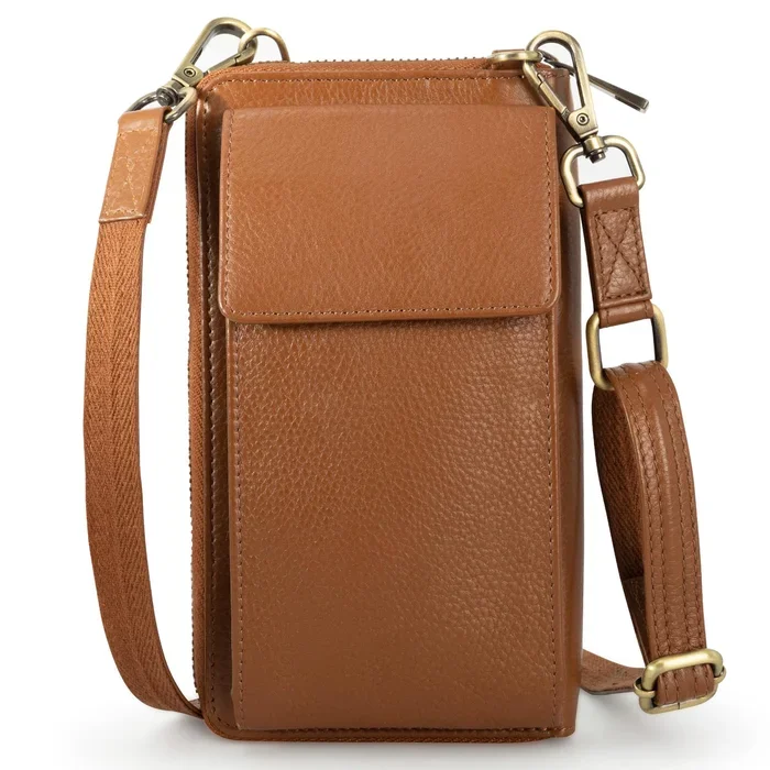 BULL GUARD Crossbody Leather Phone Purse, Anti Theft and RFID Blocking, Small Elegant Design for Travel or Everyday Use