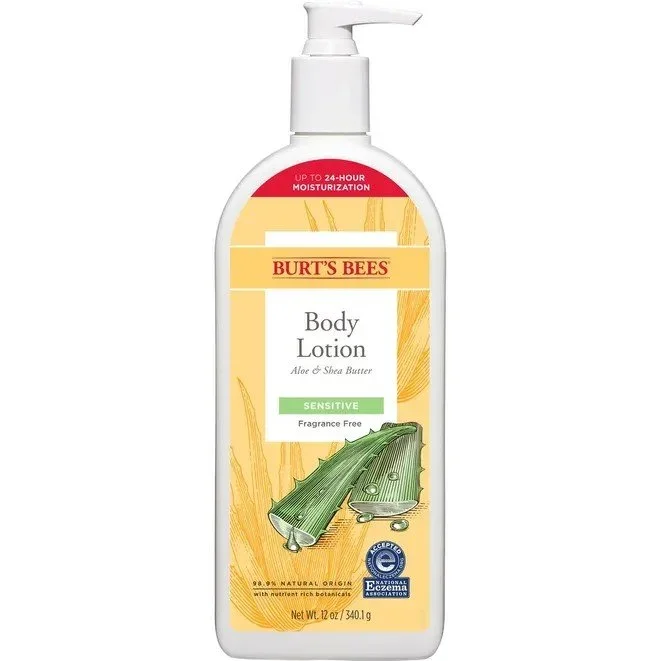 Burt’s Bees Sensitive Aloe & Shea Butter Body Lotion Pump Bottle 12 oz. Lotion