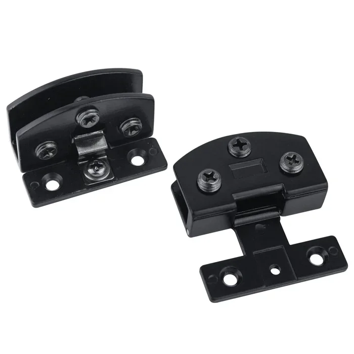 Cabinet Glass Door Hinge,2 Pcs 90 Degrees Frameless Door,Cupboard Display Cabinet Glass Clip Showcase Wine Clamp Gate Hinge Black
