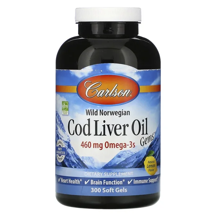 Carlson Labs, Cod Liver Oil Lemon, 300 Softgels