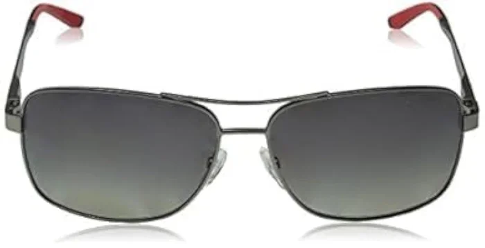 Carrera Men’s 8014/S Rectangular Sunglasses, Dark Ruthenium/Polarized Gray, 61mm, 14mm