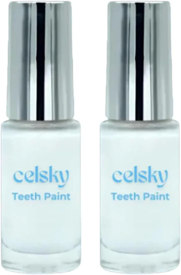 Celsky Paint, Celsky Teeth Paint, Celsky Smile Paint, Celsky Teeth Whitening Paint, Gets You Instantly Whiter Teeth, No Sensitivity Quick and Easy to Use (2pcs)
