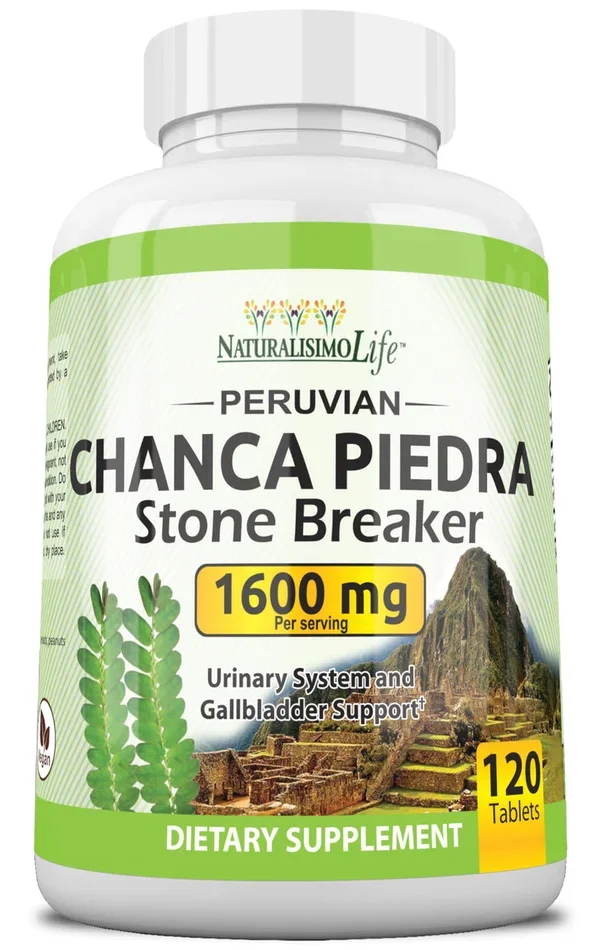Chanca Piedra 1600 mg – 120 Tablets Kidney Stone Crusher Gallbladder Support Peruvian Chanca Piedra