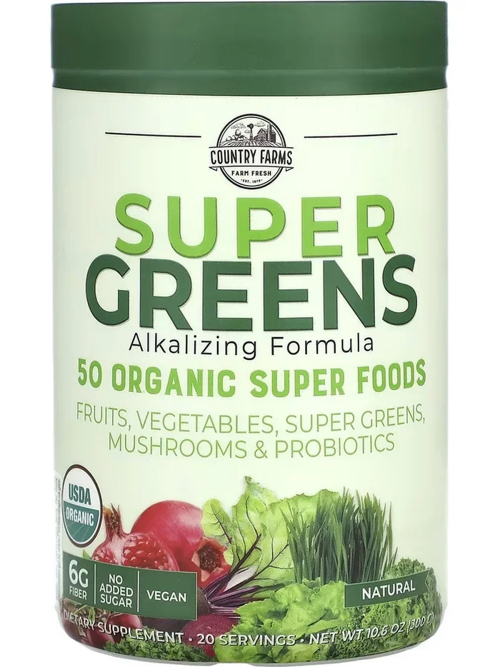 Country Farms, Super Greens, Alkalizing Formula, Natural, 10.6 oz