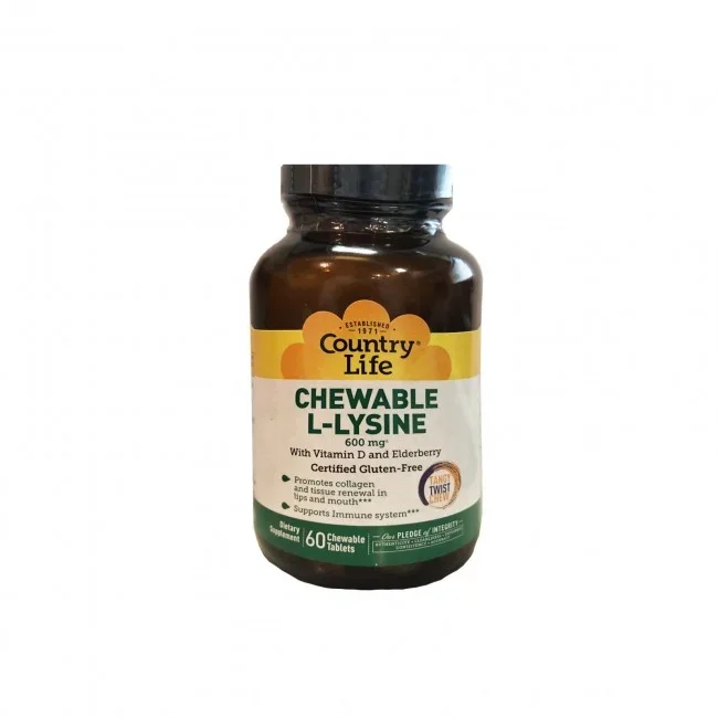 Country Life Chewable L-Lysine 600mg 60 Chewable Tablets