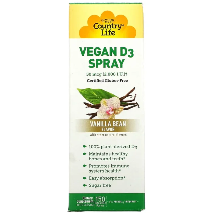 Country Life, D3 Vegan 2000 IU VANILLA BEAN, .81 Spray