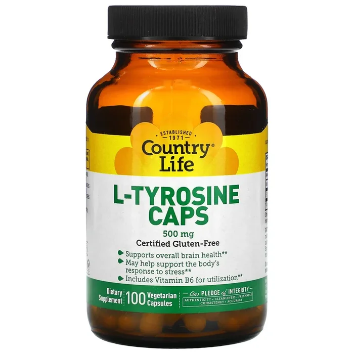 Country Life, L-Tyrosine Caps 500 Mg W/B-6, 100 Capsules