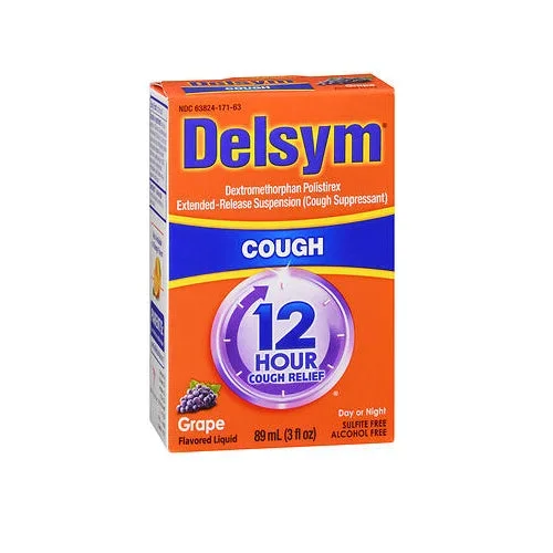 Delsym, 12 Hour Cough Relief Liquid Grape, 3 Oz