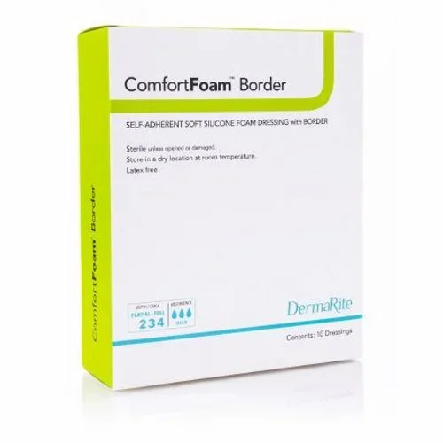 DermaRite, Silicone Foam Dressing 5 X 8 Inch Elbow / Heel Sterile, Box Of 5