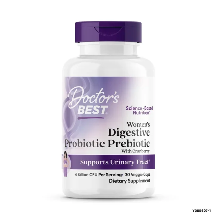 Doctors Best Women’s Digestive Probiotic Prebiotic with Cranberry-Supports Urinary Tract 30 VegCap