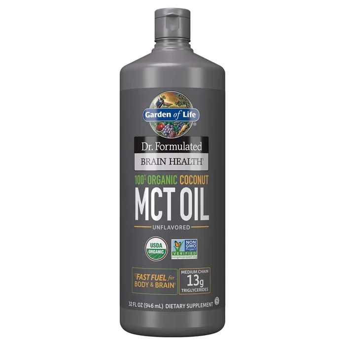 Dr. Formulated Brain Health 100% Organic Coconut MCT Oil by Garden of Life 32 Ounces