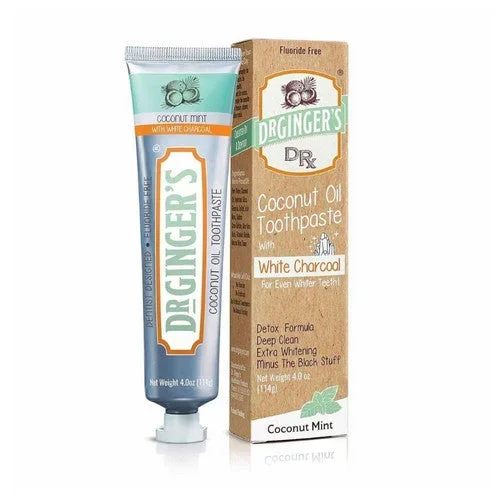 Dr.Ginger’s, White Charcoal Coconut Oil Toothpaste, 4 Oz