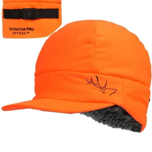 EDTREK Weaterproof Insulated Winter Hat with Flat Brim and Adjustable Webbing – Waterproof and Windproof Backcountry Hat for Hunting Fishing Hiking(Blaze Orange, X-Large)