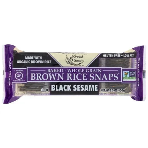 Edward And Sons, Black Sesame Brown Rice Snaps Gluten Free, 3.5 Oz