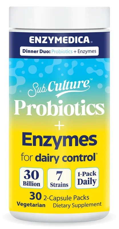 Enzymedica SubCulture Probiotics+Enzymes-Dinner Duo for Dairy Control 30 Capsule