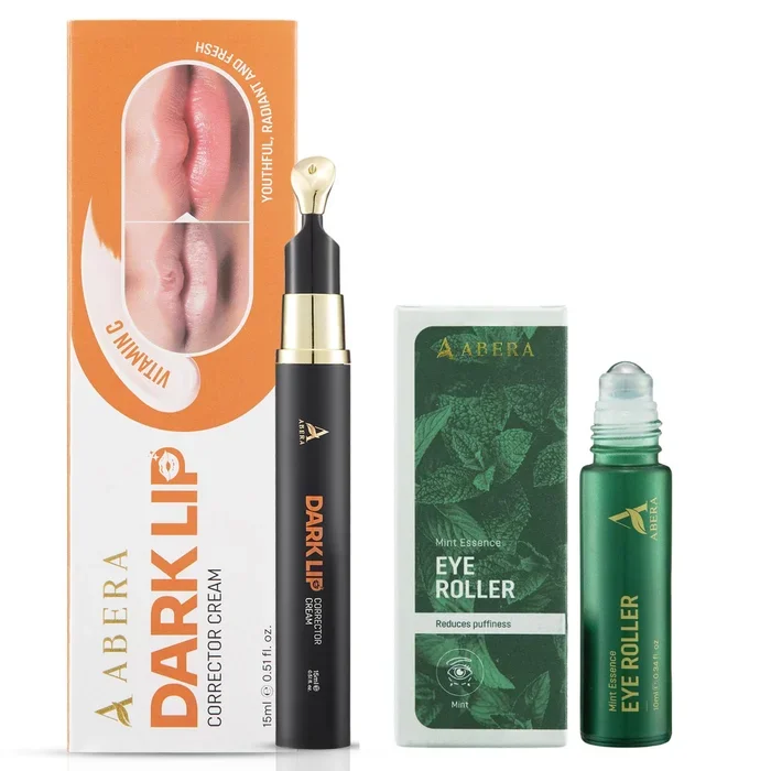 Eye and Lip Darkening Treatment Combo, ABERA Dark Lip Corrector Cream & ABERA Eye Roller For Eye Bag Treatment