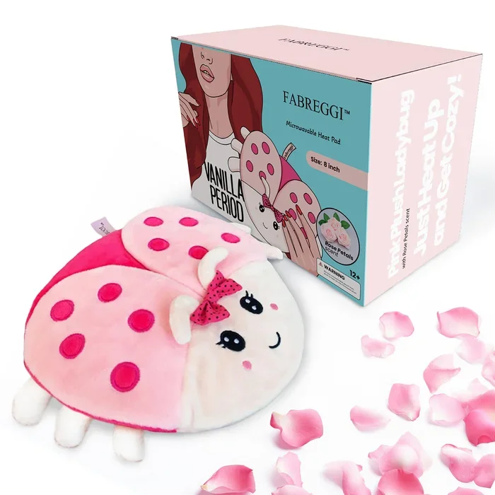 FABREGGI Period Cramps Pain Relief – Heat Pad for Period Cramps, Joint, Body Aches, Sorennes, Stress Relief, Moist Heating Pad Microwavable, 8″ Pink – Rose Petals Scent