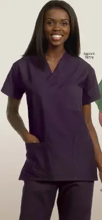 Fashion Seal Uniforms – Scrub Shirt 2X-Large Eggplant 3 Pockets Short Set-In Sleeve Unisex – 78774-2XL