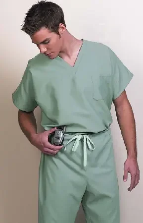 Fashion Seal Uniforms – Scrub Shirt 2X-Large Fir Green 1 Pocket Extra Long Cap Sleeve Unisex – 78731-2XL