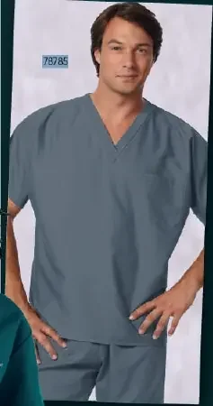 Fashion Seal Uniforms – Scrub Shirt 2X-Large Pewter 1 Pocket Short Cap Sleeve Unisex – 78785-2XL