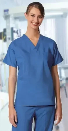Fashion Seal Uniforms – Scrub Shirt 4X-Large Ceil Blue 1 Pocket Short Set-In Sleeve Unisex – 6796-4XL