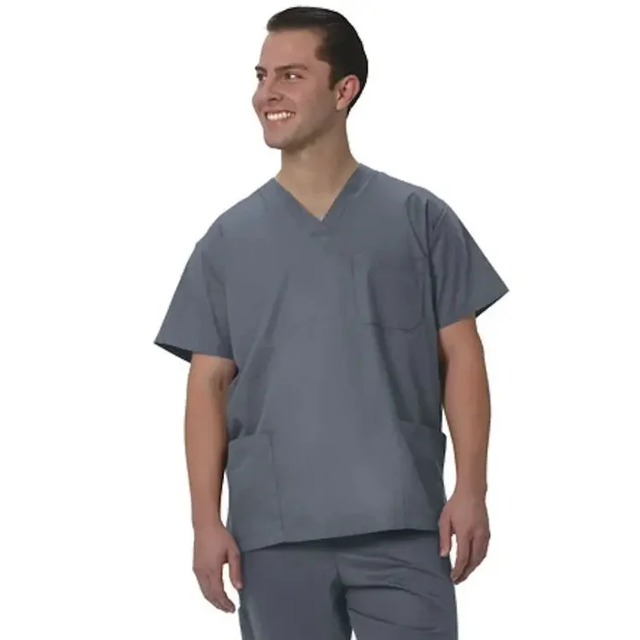 Fashion Seal Uniforms – Scrub Shirt Large Ceil Blue 3 Pockets Short Set-In Sleeve Unisex – 6521-L