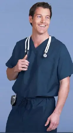 Fashion Seal Uniforms – Scrub Shirt Large Navy Blue 1 Pocket Extra Long Cap Sleeve Unisex – 78705-L