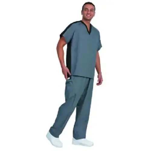 Fashion Seal Uniforms – Scrub Shirt Large Pewter / Black 1 Pocket Short Sleeve Unisex – 7185-L