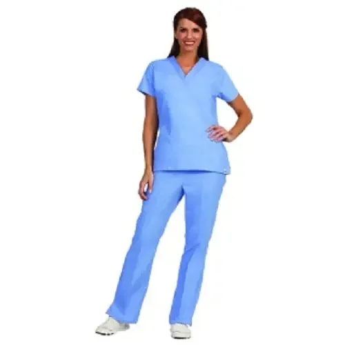 Fashion Seal Uniforms – Scrub Shirt Medium Ceil Blue 2 Pockets Short Set-In Sleeve Female – 7140-M
