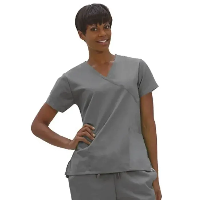 Fashion Seal Uniforms – Scrub Shirt Medium Ceil Blue 2 Pockets Short Set-In Sleeve Female – 7130-M